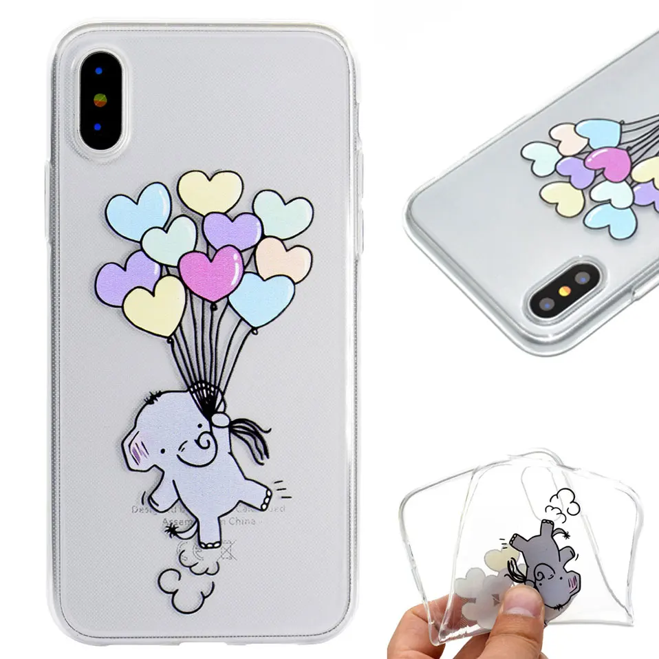Cute little elephant Back Cases For iPhone 6 7 8 Plus TPU Phone Case 5 5S SE Covers X 6s Capa Funda |