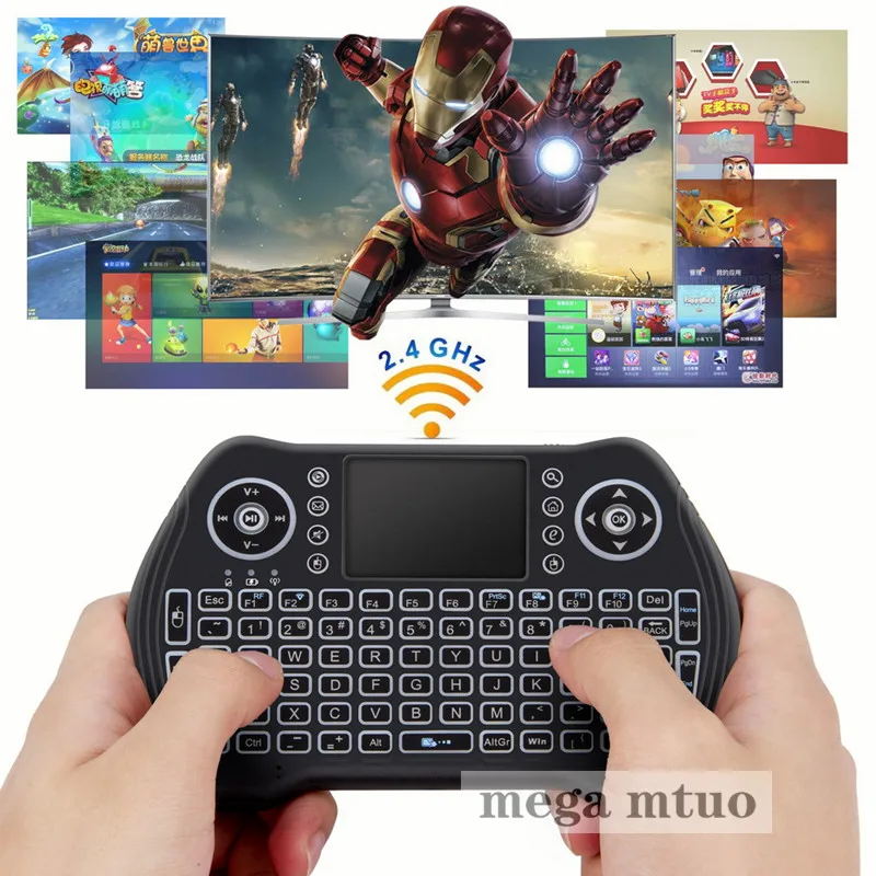 

English/Russian version MT10 2.4G Wireless Keyboard Fly Air Mouse with Touchpad 3-Color Backlight For Laptop/Tablet/PC/TV box