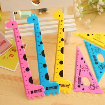 

Creative Cartoon Set Ruler Ruler Learning Stationery Student Four-Piece Giraffe Drawing Painting Ruler Set