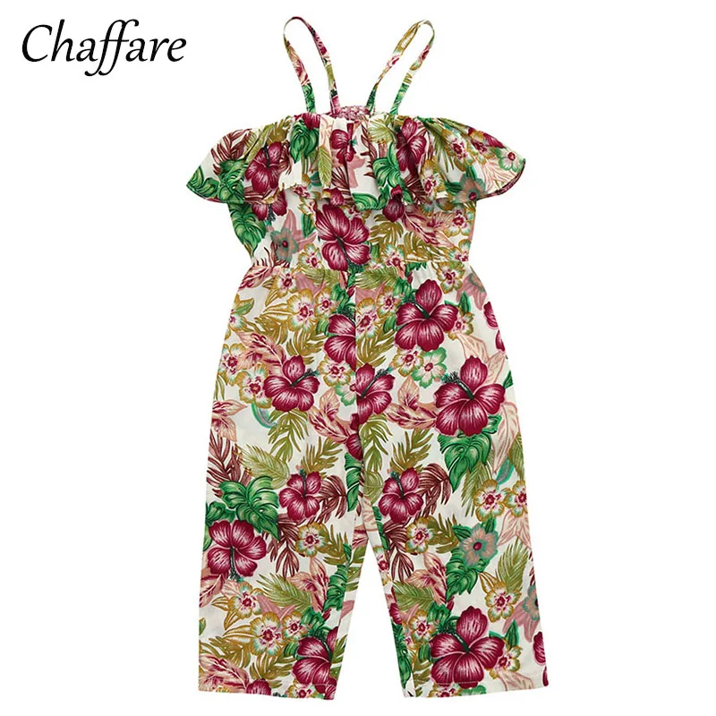 Chaffare Girls Jumpsuits Overalls Strap 2018 Summer Cotton Flower Print