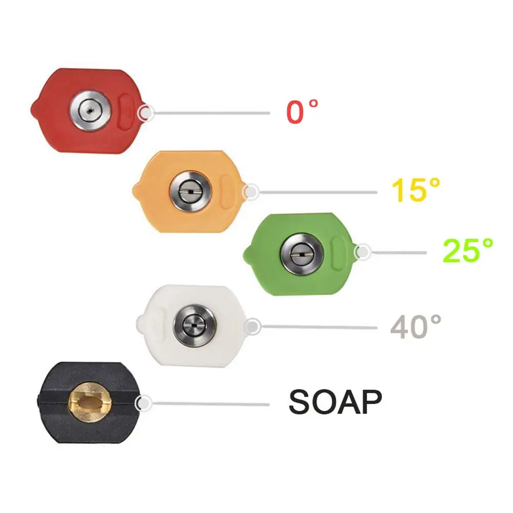 Распылительная насадка высокого давления, насадка для мытья пены, несколько градусов, 1/4 '', быстрое подключение 2,5 GPM, насадки для автомойки, автомобильные аксессуары