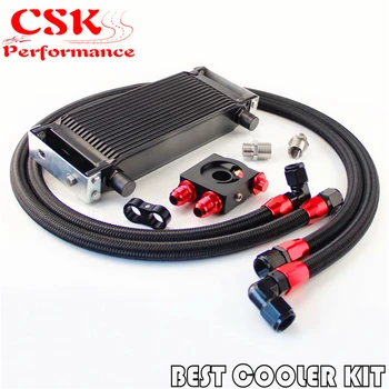 

Universal New-style AN10 16 row oil cooler + thermostat Sandwich Plate kit Black/Silver