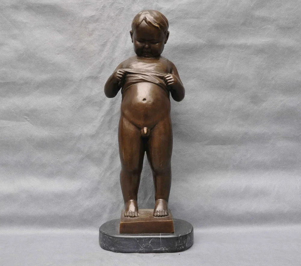 17ブロンズ銅いたずらラブリー男の子子供おしっこ裸アート彫刻像 Aliexpress ホーム ガーデン