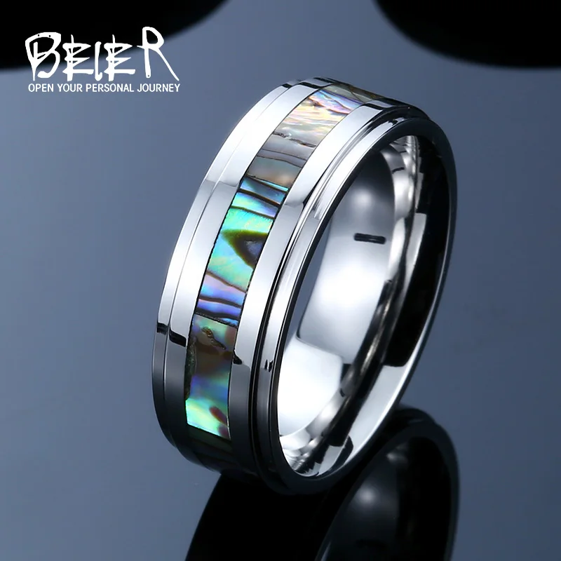 

BEIER 316L Stainless Steel shells Ring For Man Titanium Steel Man's High Polished Man's Fashion Ring WR-R061