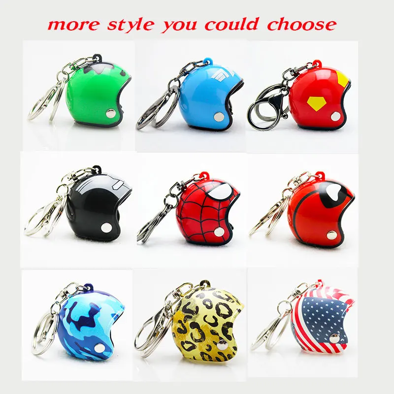 Cartoon Motorcycle Helmet Keychain Car Pendant Classic Car Anime Key