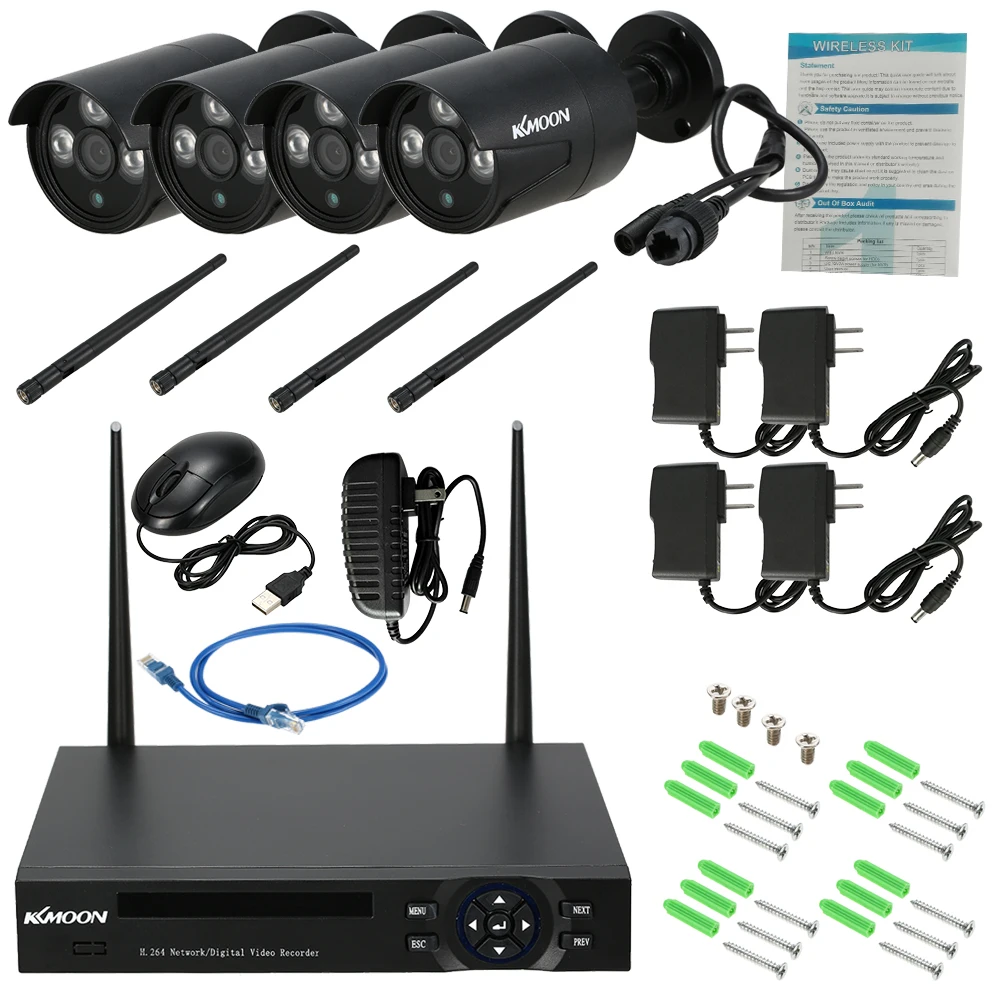 4CH 1080P NVR Kit Беспроводная Wi Fi камера водонепроницаемая Наружная цилиндрическая IP с