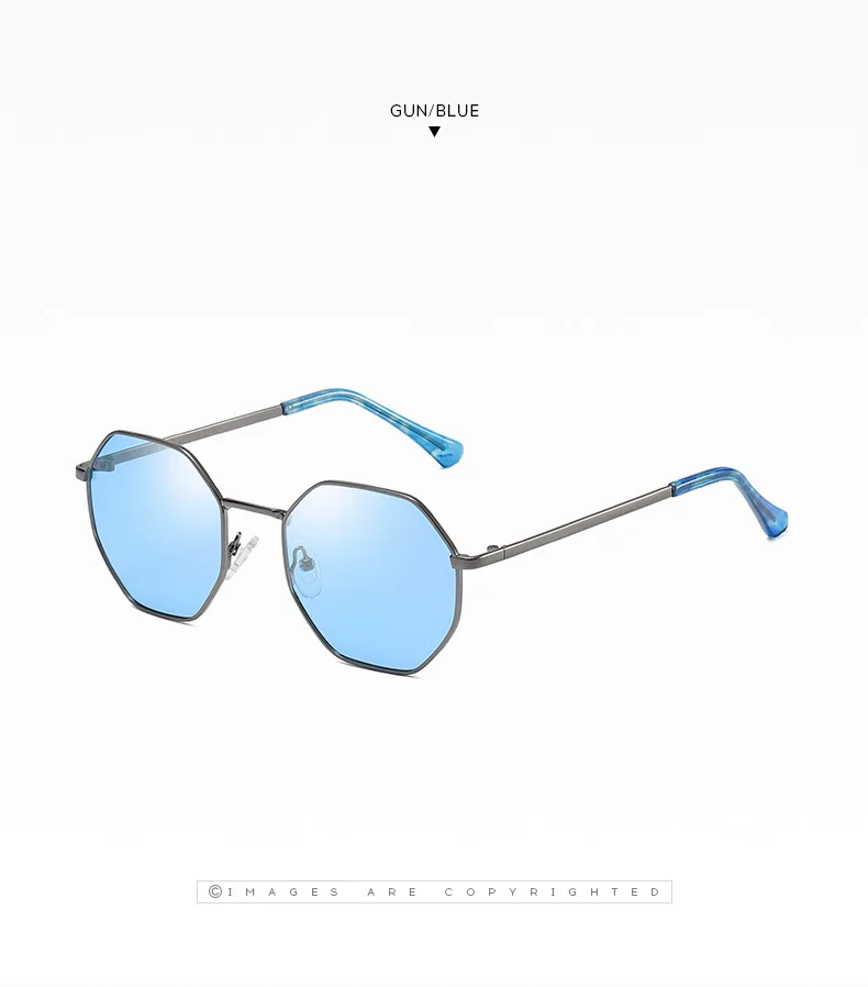 Модные поляризованные солнцезащитные очки бренда Для женщин шестиугольник солнцезащитные очки карамельного Цвета линзы Роскошные полигональные очки Для мужчин UV400 gafas de sol