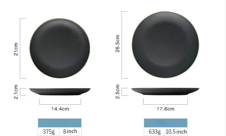 Черный креативный Пномпень керамическая матовая тарелка, набор посуды, столовый сервиз, набор посуды, столовый набор, тарелка, поднос