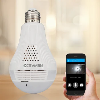 

CTVMAN 360 Camera Cloud Storage 1080P 2mp IP Camera WIFI Fisheye H.265 Bulb Lamp Camera Panoramic VR Night Vision Wireless CCTV