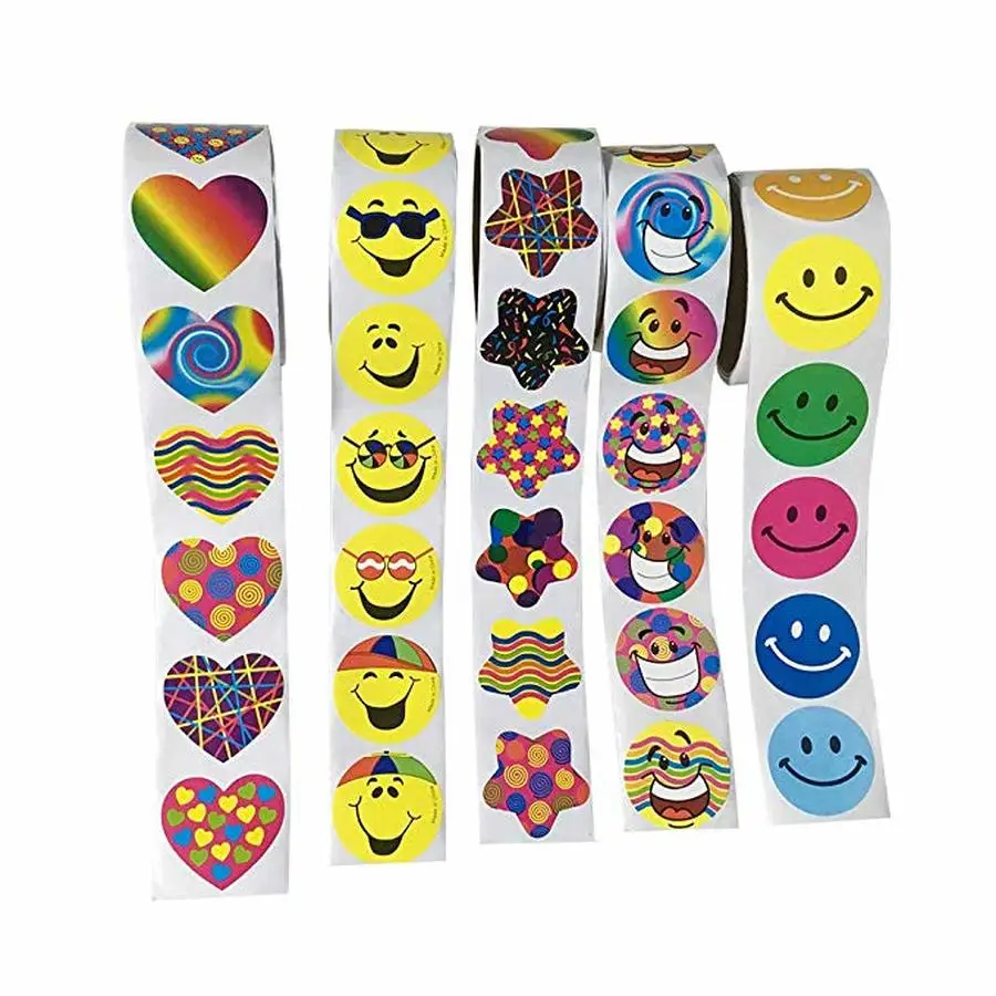

1 Roll(100pcs Stickers) Cute Cartoon Space Paper Stickers Rolls Kids emoji Wild Animals Star Diy Toy Kindergarten Activity Items
