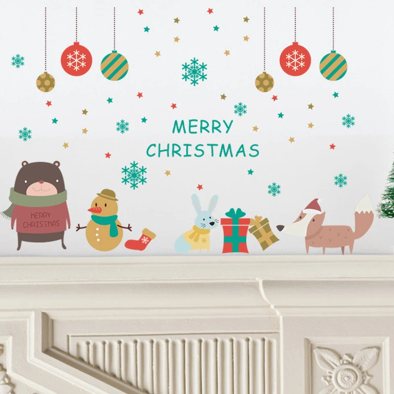 Merry Christmas Festival Wall Stickers Living Room Decorative Decoration Home Diy Xmas Pvc Quotes Mural Art Decals
