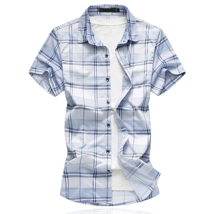 Плюс Размеры M-7XL Рубашки в клетку Новое лето 2018 мода короткий рукав Для мужчин рубашки Chemise Homme социальных Повседневное мужская одежда