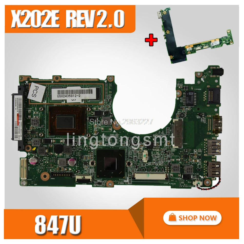 send board+X202E Motherboard 4GB REV2.0 847 HM76 For ASUS X201E S200E