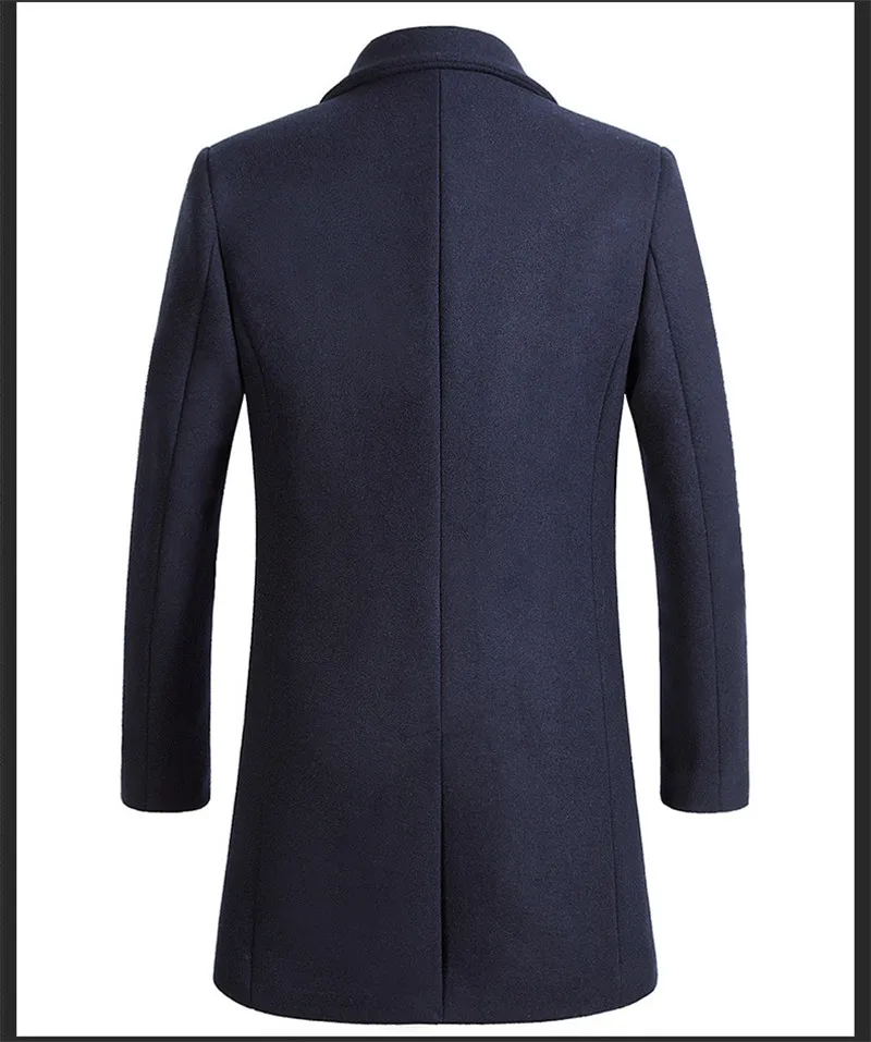 Приталенное повседневное шерстяное мужское пальто размера плюс, модное зимнее элегантное Мужское пальто