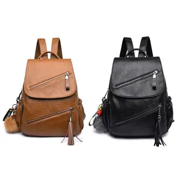

Women Girl Leather Tassel Backpack Shoulder School Bookbag Travel Rucksack Bags