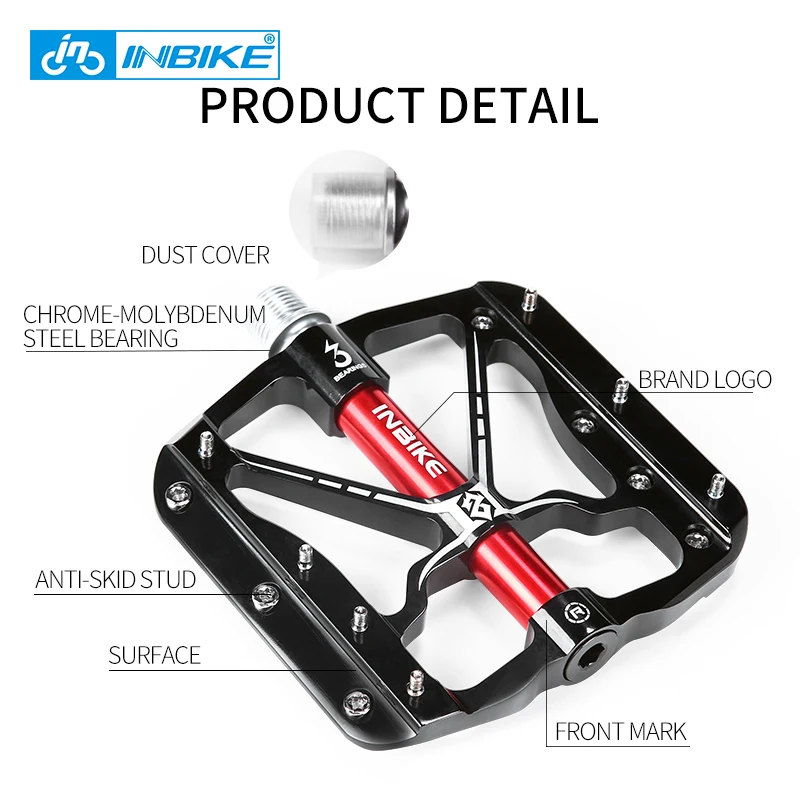 INBIKE, Ультралегкая профессиональная велосипедная педаль, противоскользящая горная велосипедная педаль, 3 цвета, герметичный подшипник, педали, велосипедные аксессуары