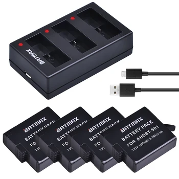 

4Pcs 1600mAh For GoPro Hero 5 GoPro Hero 6 Battery Batterie + USB Charger for GoPro Hero5 hero6 Black Camera Accessories
