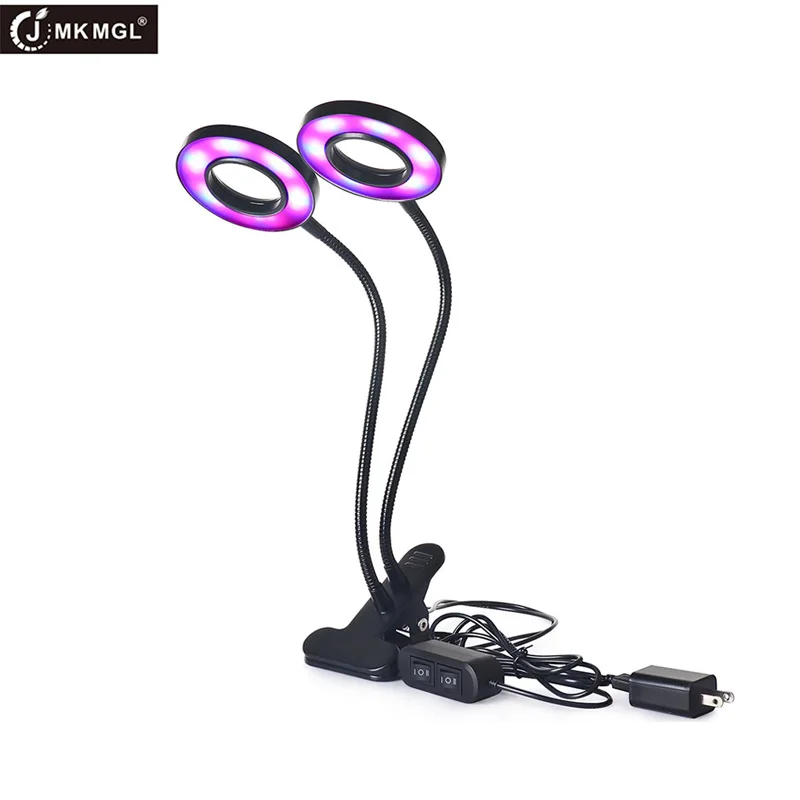 

JMKMGL Dual Head Led Grow Lights,18W Clip LED Plant Grow Lamp, Adjustable Goose Neck for Indoor Garden Greenhouse, Plant Growing