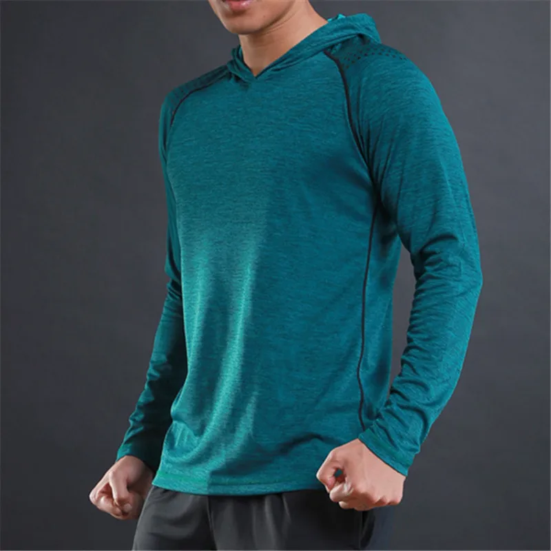 WOSAWE Men Running Hoodie Shirts Fitness Sweatshirt Quick-dry Gyms Clothing Long-sleeve Training T-Shirt Sports Shirts
