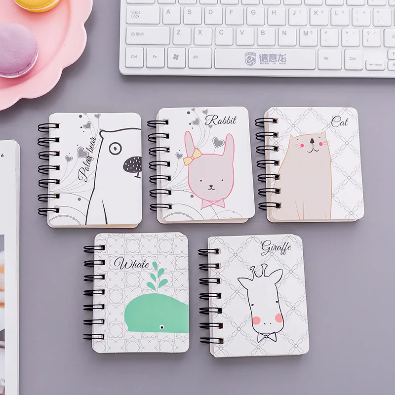 Cute Pocket book Mini coil notebook Kawaii Animal notepad 80 sheet Blank paper memo agenda Diary Stationery Office School 01720