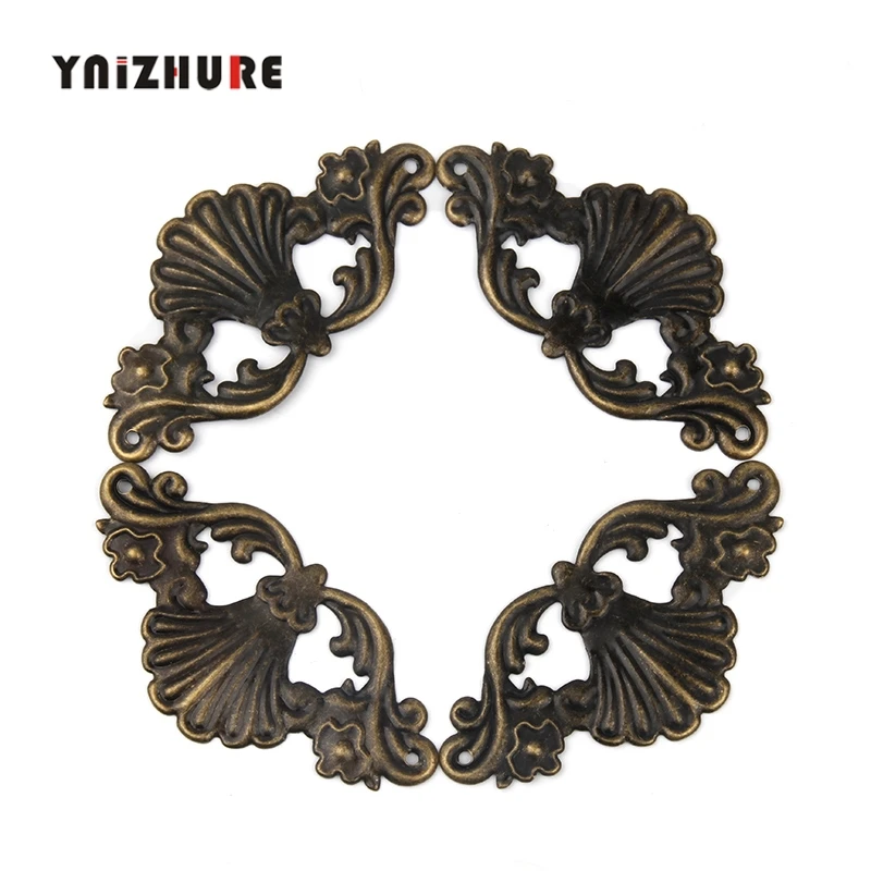 Wooden Box Coner Wine Protector Embellishment Findings Flower Corners Antique Bronze Tone Old Style Vintage Cover 4Pcs huismerk kopen in de aanbieding