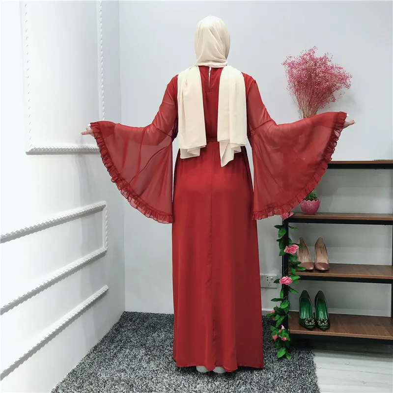 Chifffon Vestidos Рамадан кафтан абайя, арабское мусульманское Макси платье кафтан Elbise Hijab Eid платья Robe Femme Musulmane