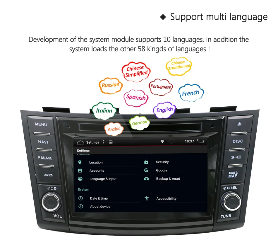 Best Eunavi 2 Din Android 8.1 Car Dvd Player For Suzuki Swift 2011 2012 Radio Stereo GPS With Steering Wheel Control Free Camera Map 19