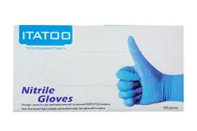 ITATOO 100 Pcs Blue Nitrile Powder Free Latex Free Ambidextrous Disposable Tattoo Gloves Small Medium Large X-Large