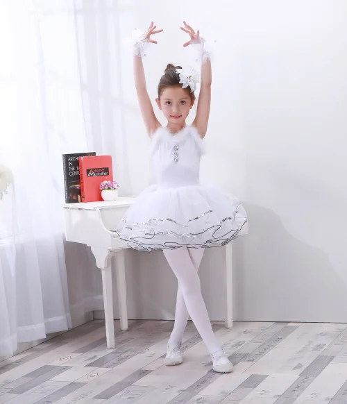 

White Swan Lake Pancake Classical Professional Ballet Tutu Dancewear Girls Dance Costume Performance Ballet Dress For Children
