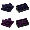 GUSLESON Quality Bowties For Wedding Mens Solid Color Two Layer Pre-tied Bow Tie and Pocket Square Cufflinks Set with Gift Box ► Photo 2/6