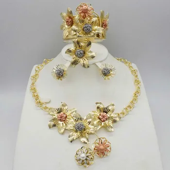 

2019 Fashion jewelry set African Nigeria Dubai gold-color African bead jewelry wedding jewelry set african beads jewelry sets