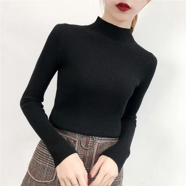 2019 Spring Base Shirt Unlined Upper Garment Woman Thin Sweater Long ...