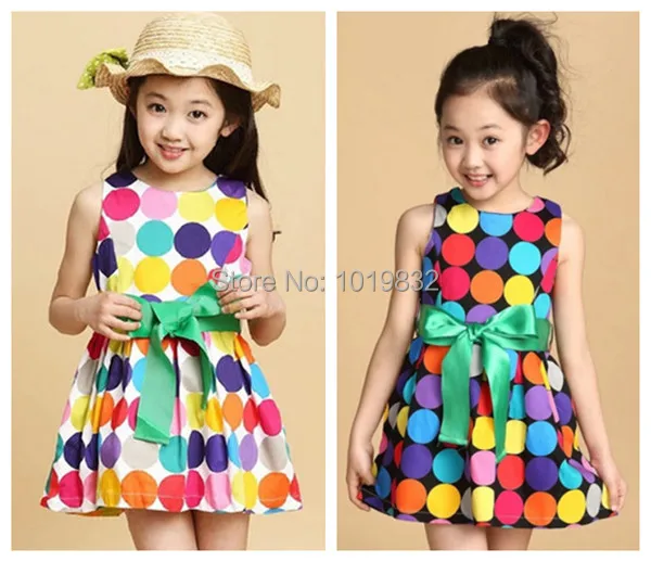 Популярное летнее платье для маленьких девочек, яркое платье в горошек, праздничное платье принцессы для девочек, детское платье