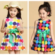 Популярное летнее платье для маленьких девочек, яркое платье в горошек, праздничное платье принцессы для девочек, детское платье