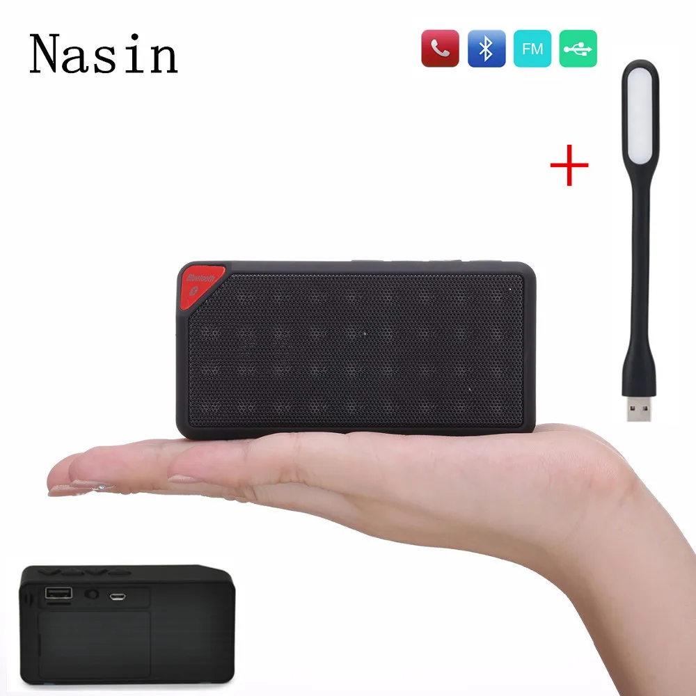 

Nasin x3 Mini Portable smart Bluetooth Speaker Wireless Speakers FM Audio radio mode Player column Support TF Card with led