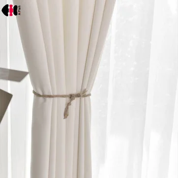 

White Pure Thick Curtain Fabric Translucent Blind Summer Fresh Bedroom Living Room Window Drapes French Curtain zh418C