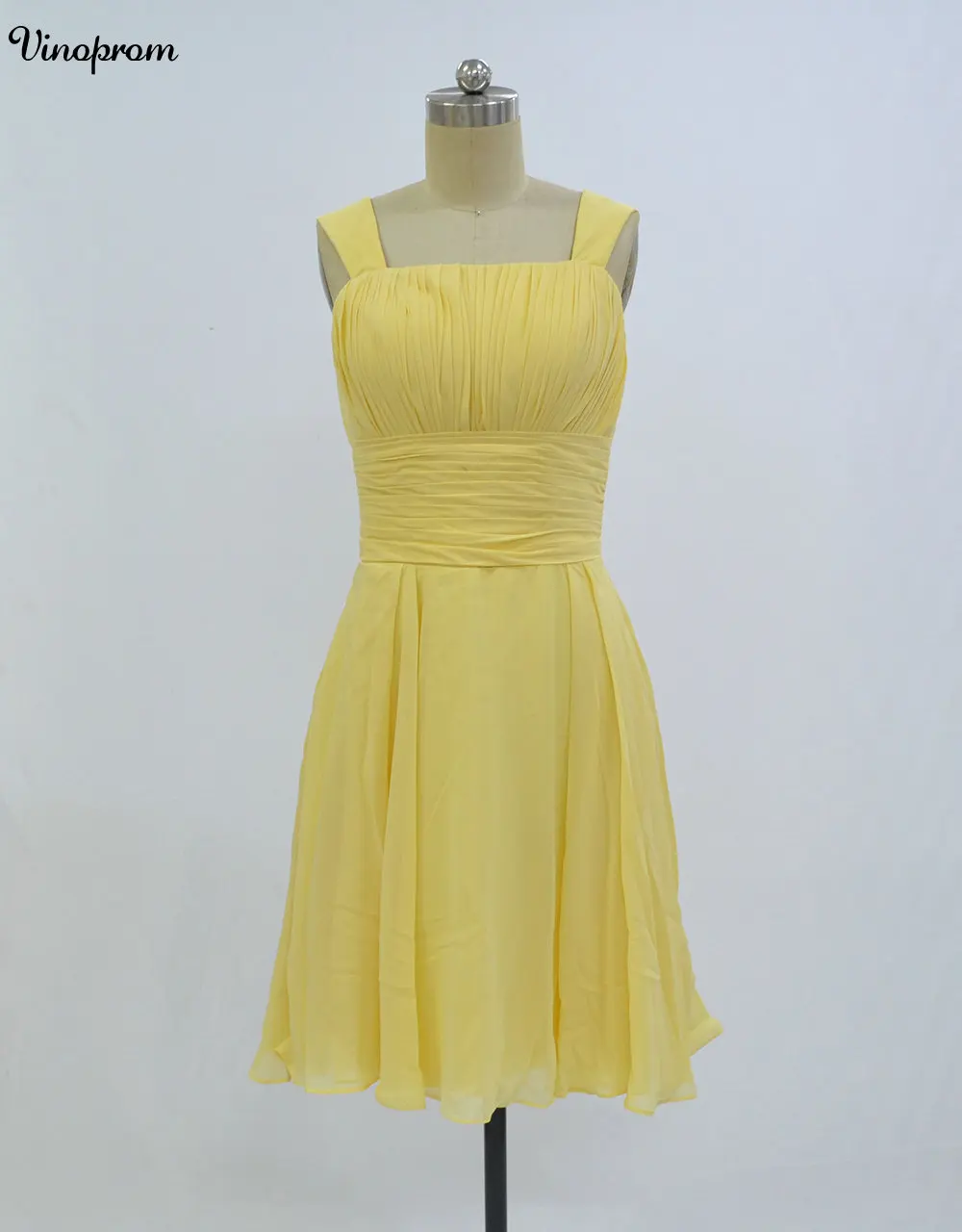 2018 Cheap Cocktail Dresses A Line Strap Backless Mini Length Yellow