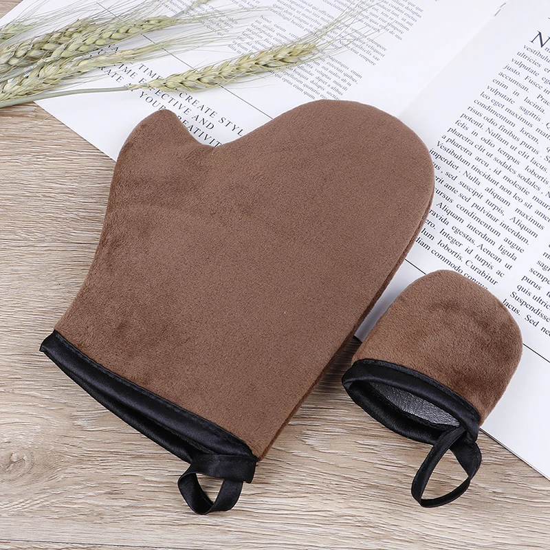 1pcs Reusable Body Cleaning Glove Brown Finger/Glove Body Self Tan Applicator Tanning Gloves Cream
