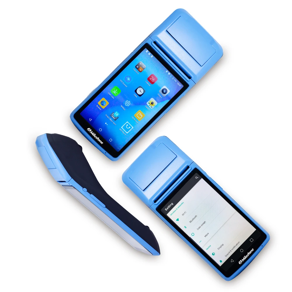 Веха 1 шт пос-терминал принтер чековый сенсорный экран Bluetooth wifi GPRS POS машина USB SIM Портативный беспроводной Android