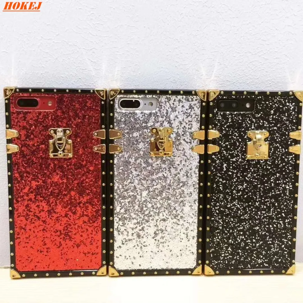 HOKEJ Deluxe Flash Square чехол для телефона iPhone X 7 8 6 s более блестящий XR Xs Max сумка мобильного