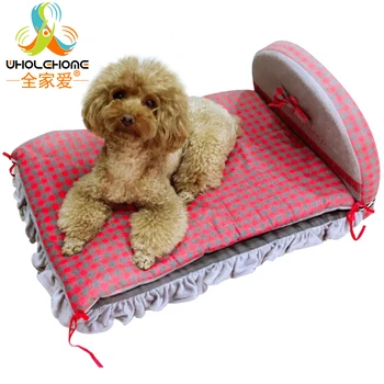 

Red Plaids Decorative Pet Dog Bed Washable Rectangle Puppy Cat Soft Cotton Sofa Nest Luxury for All Years Foldable Pet Bed House
