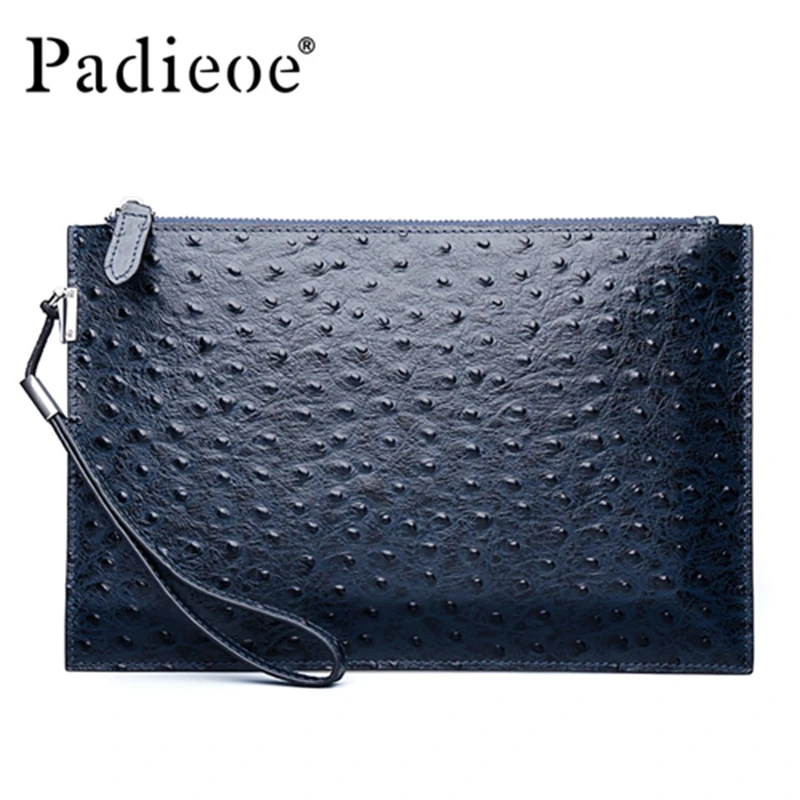 

Padieoe Luxury Genuine Leather Handbag Fashion Durable Wallet Hot Phone Bag with Card Holder Ostrich Pattern Men Day Clutches