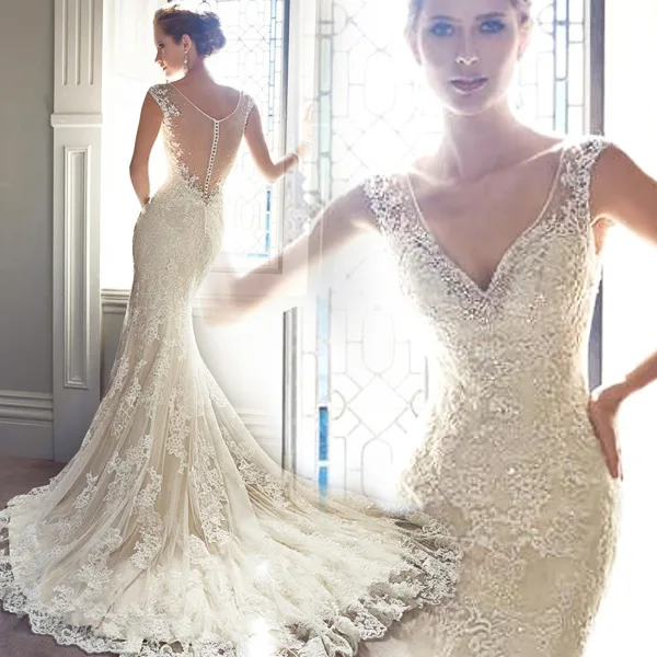 Pretty Beautiful 2016 Lace Bridal Gowns Romantic Plus Size Vintage