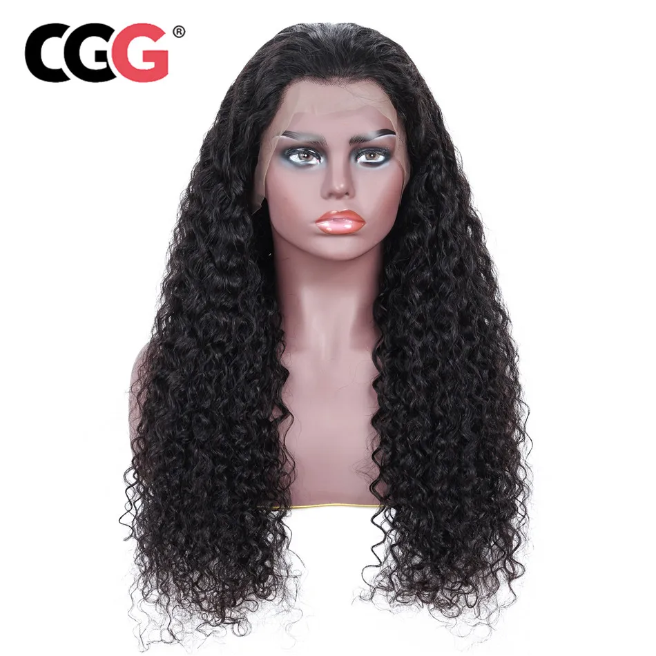 CGG Malese Riccio crespo Dei Capelli di Densità 130 Parrucche Dei Capelli Umani Per Le Donne Nere 13*4 Veletta frontale Parrucche Con bambino capelli Non Remy