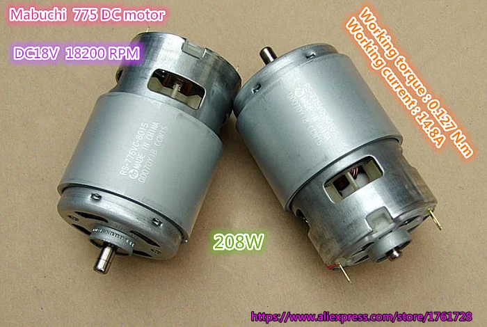 Free shipping,Brand new Mabuchi 42mm 775 DC motor RS-775VC 18V 18200RPM high speed Large torque drill motor