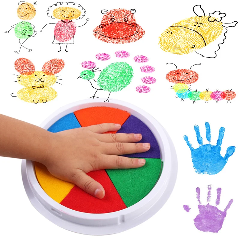 

Funny Drawing Toys 6 Colors Ink Pad Stamp DIY Finger Painting Craft Cardmaking Graffiti Tool For Kids Imagination Education Toy