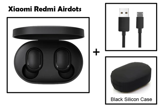 Оригинальные наушники Xiaomi Redmi TWS Bluetooth 5,0, стерео наушники с басами и микрофоном, беспроводные наушники с управлением ии - Цвет: black case cable