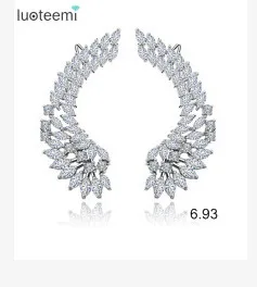 LUOTEEMI New Korean Style Luxury Vintage Bijoux Flower Asymmetry Brincos CZ Crystal Cuff Earrings for Women Girl Party Jewelry