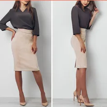 Юбка-миди Saia Longa Европа и Америка осень зима сплошной цвет Замша темперамент элегантный мешок бедра тонкая юбка