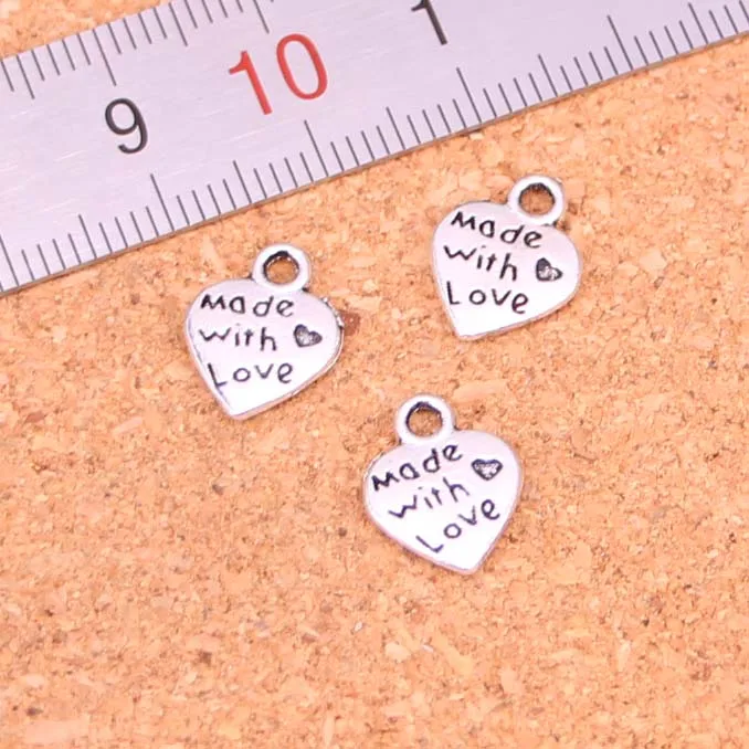 188 шт античное посеребренное Сердце Сделано с любовными подвесками Diy ювелирные